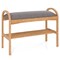 Natural and Grey Wicker Shoe Bench with Cushion and Hidden Storage for Entryway